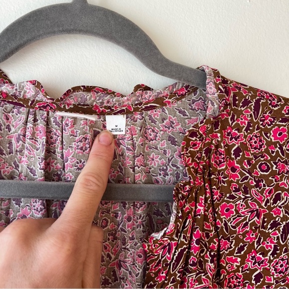 GAP Sleeveless Floral Midi Dress Medium Brown Boho Cottagecore Ruffle Tie Waist - Picture 3 of 15